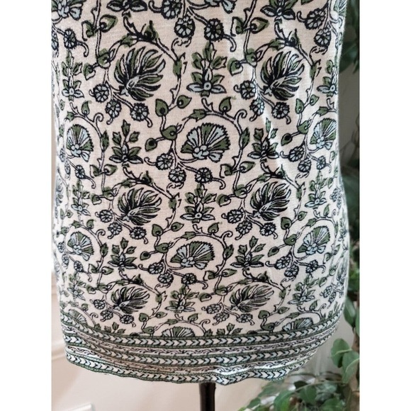 Lucky Brand White Floral Tassel Ties Round Neck Short Sleeve Top Blouse S/P - Picture 3 of 13